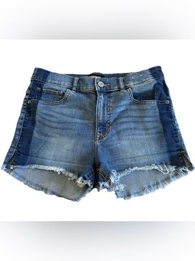 EXPRESS Two Toned Shortie High Rise Denim Cutoff Jean Shorts Size 4